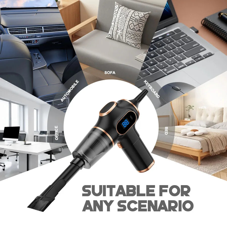 60W Cordless Handheld Car Vacuum – 2000mAh Bagless Cleaner With HEPA Filter