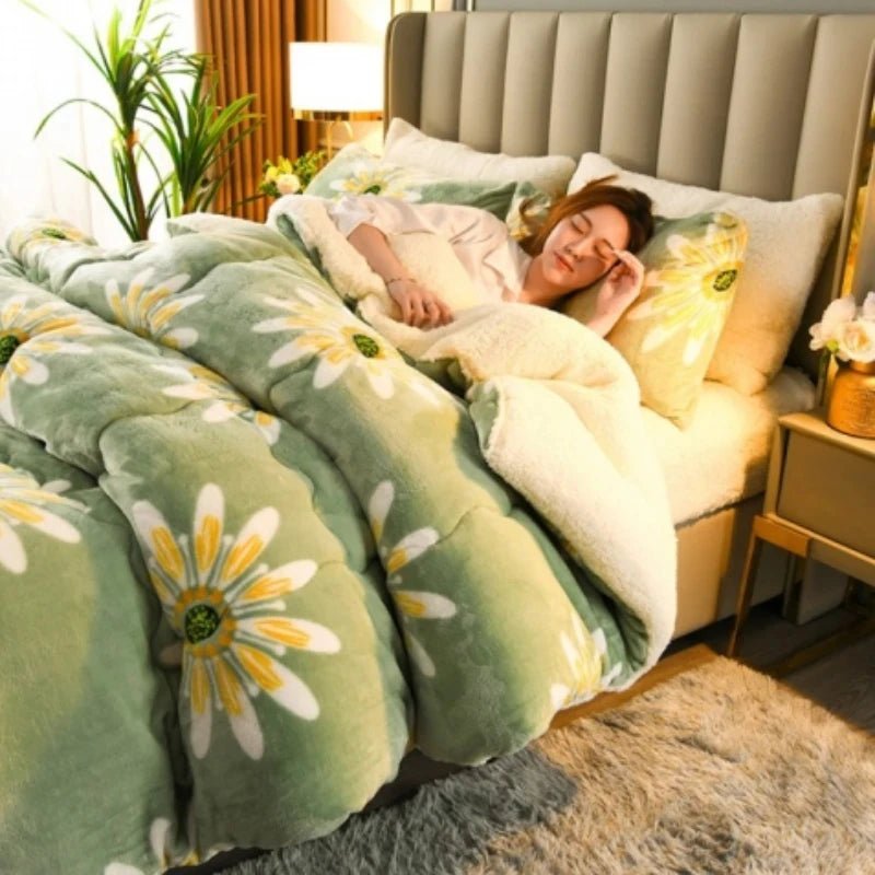 Thick Winter Flannel Fleece Blanket – Warm Floral Raschel Bed Cover for Cold Nights - Goodify Mart