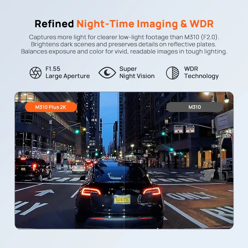 70mai M310 Plus 2K Dash Cam – Wi-Fi, Voice Control, Night Vision & Optional 24H Parking Guard