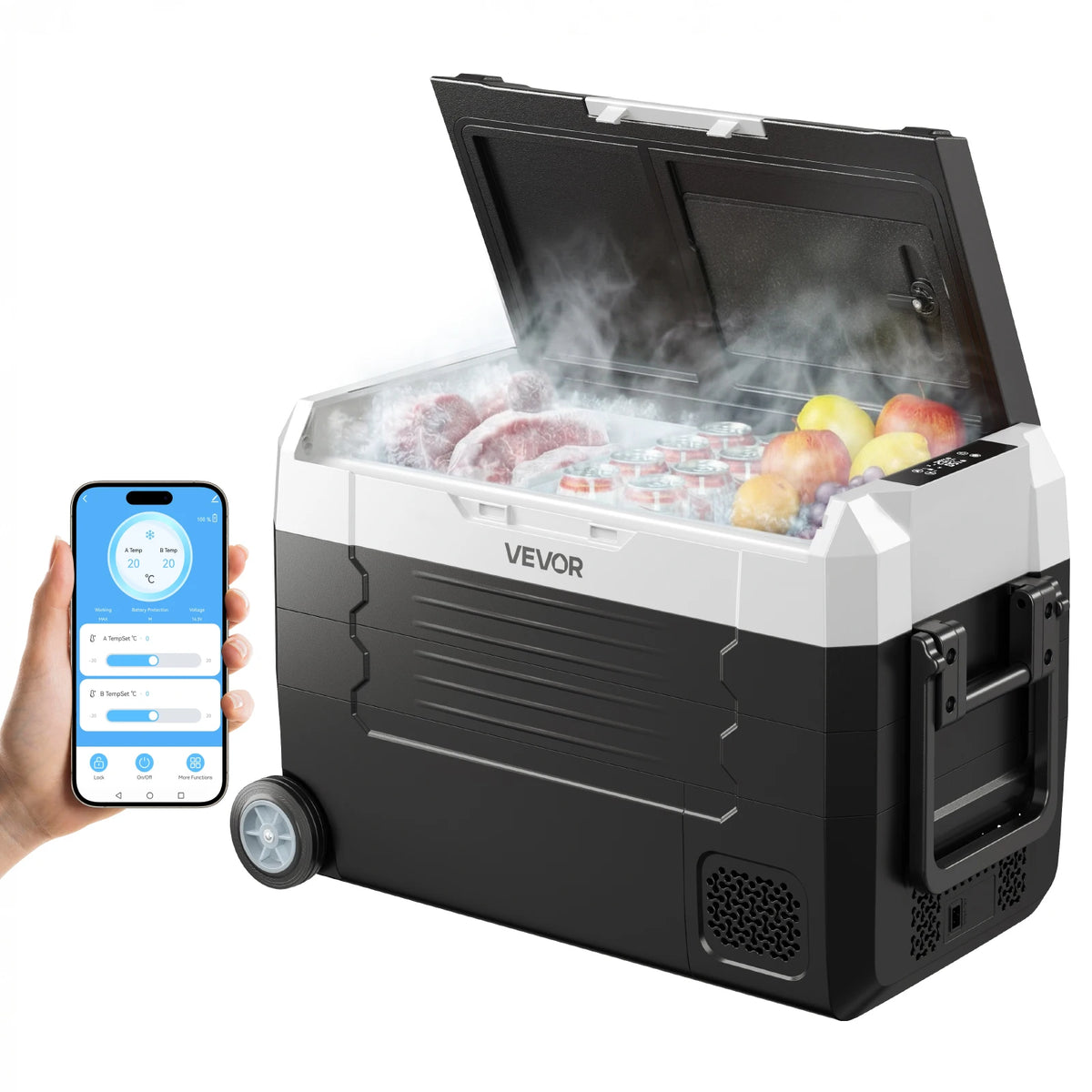 SucceBuy 20L–55L Portable Car Refrigerator Freezer – 12/24V Compressor Cooler With App Control