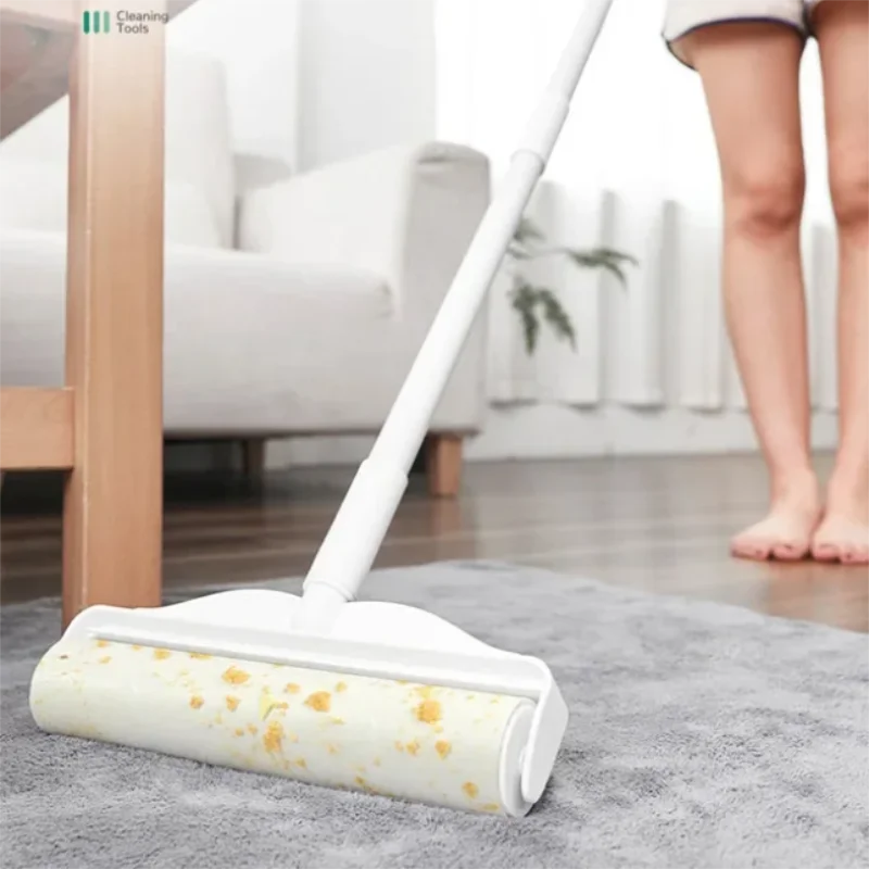Long Handle Lint Roller for Pet Hair – Large Tear-Off Adhesive Cleaner for Sofa, Carpet & Upholstery
