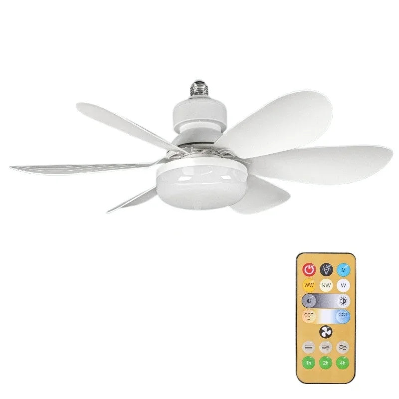 E27 Socket Ceiling Fan With Dimmable LED Light & Remote Control
