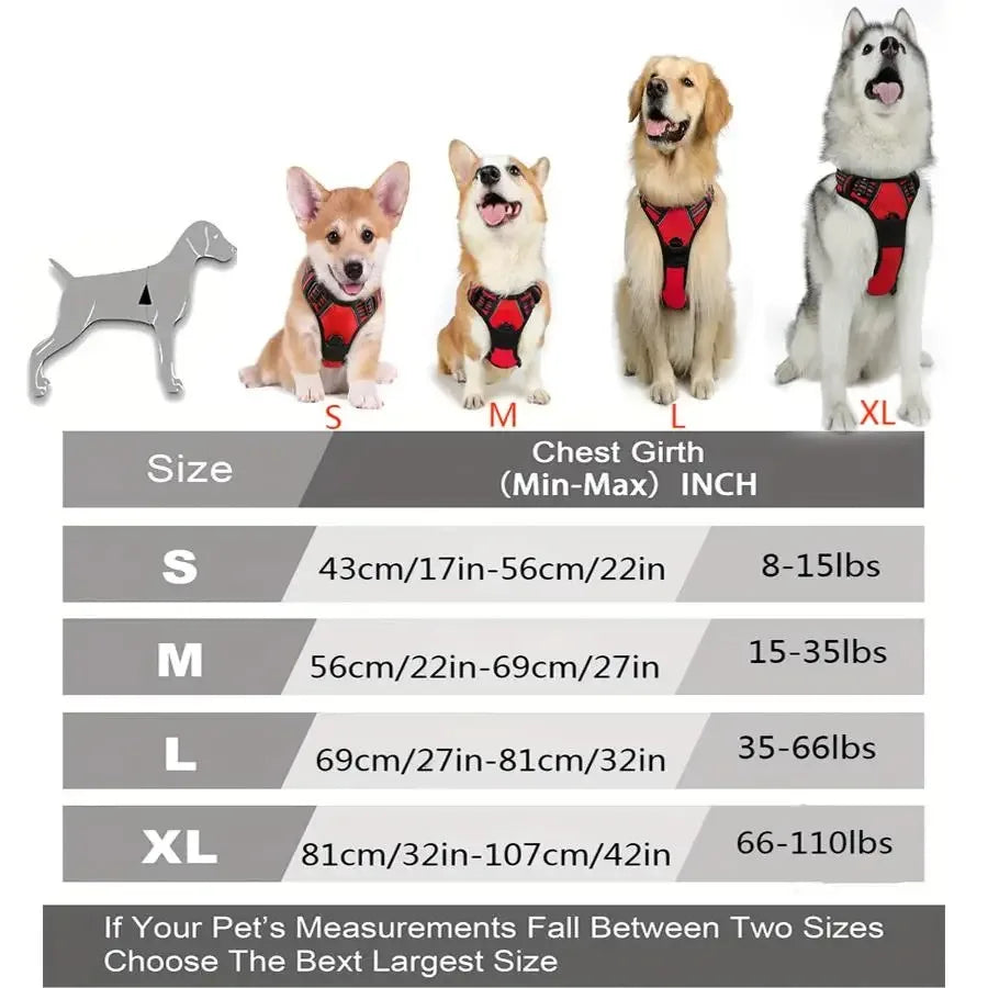 Pet Dog Harness, Collar & Leash Set – Adjustable Vest Harness for Small & Medium Dogs