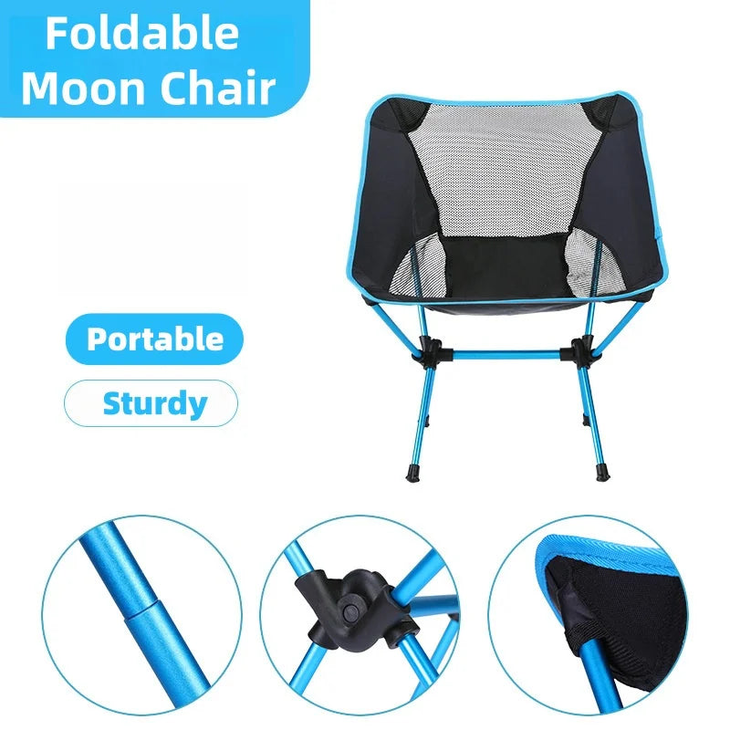 Outdoor Moon Folding Chair – Ultra-Light Aluminum Camping Backrest Chair
