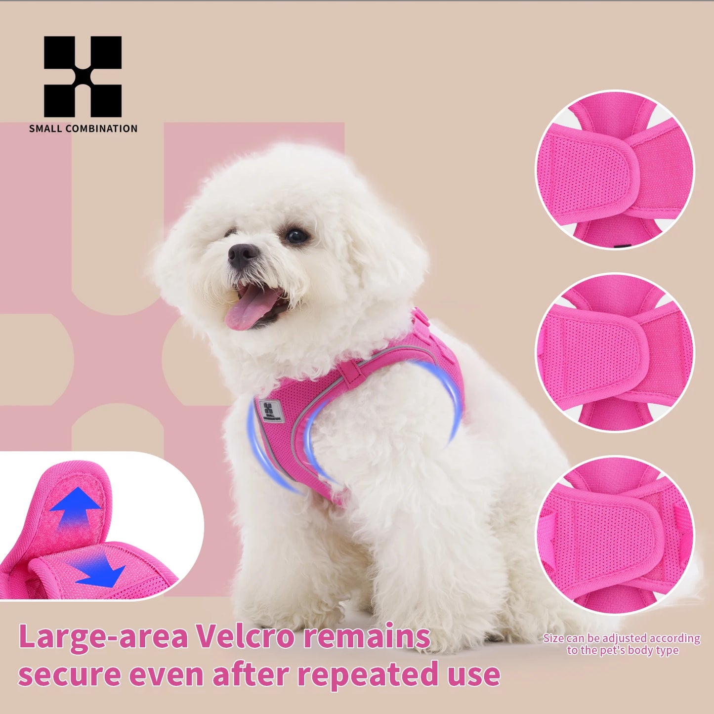 Reflective Dog Harness & Leash Set – Adjustable Step-In Vest for Small & Medium Dogs