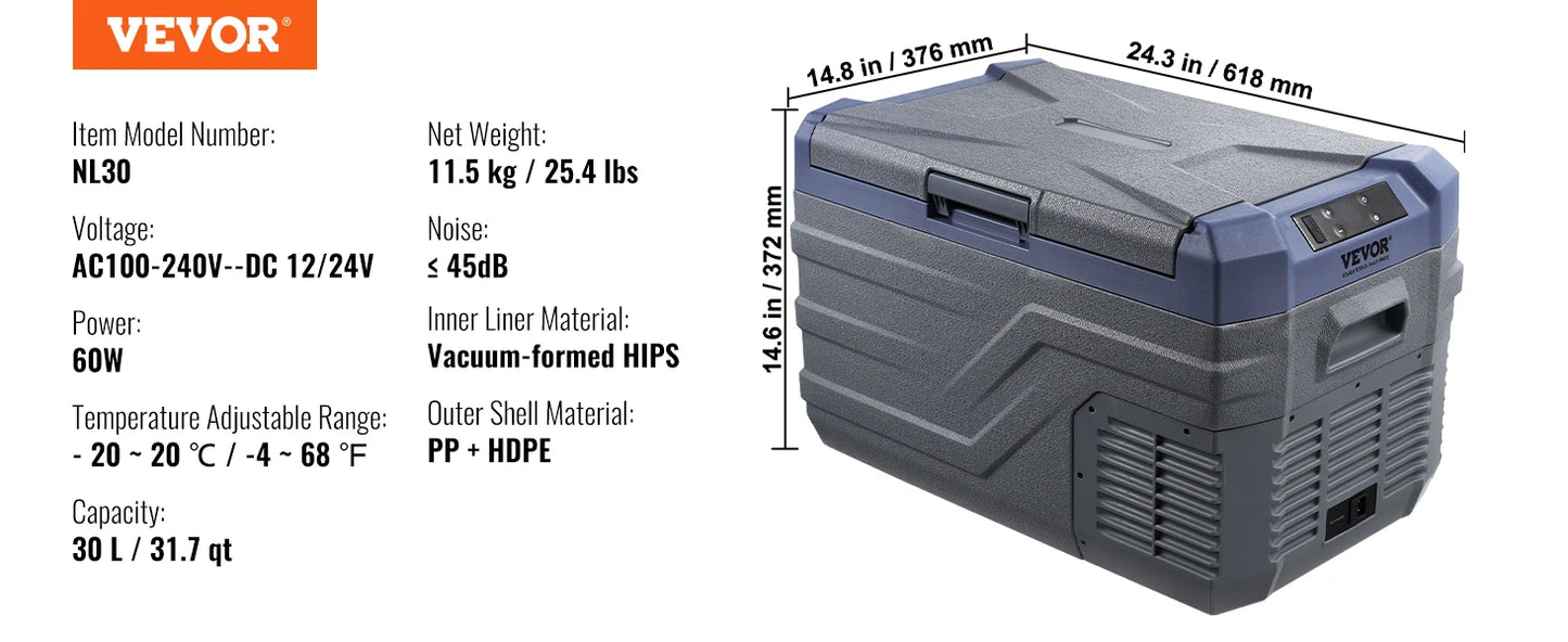 Portable Car Refrigerator Freezer – 8L–75L Single & Dual-Zone Compressor Cooler With Bluetooth
