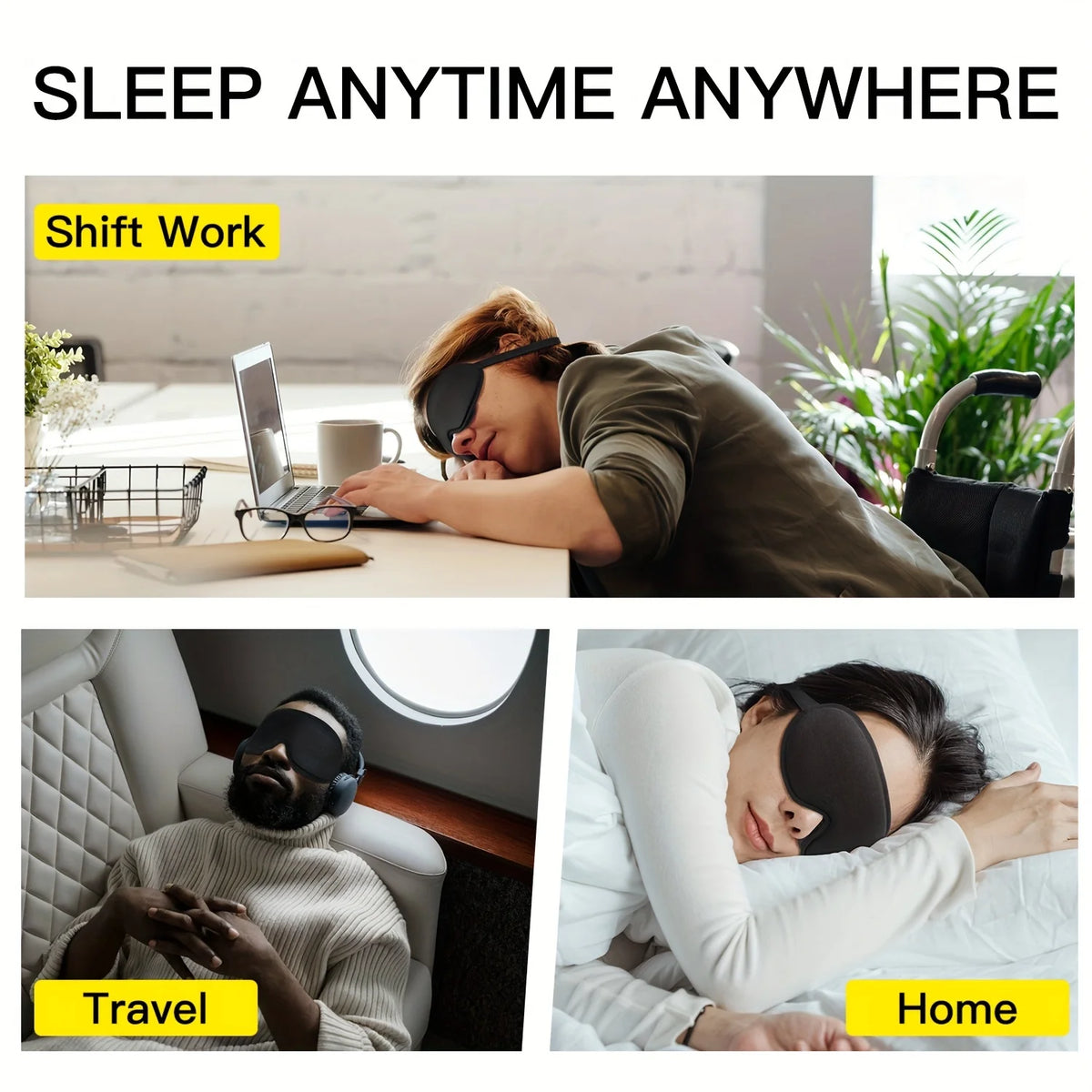 3D Cotton Blackout Sleep Mask With Earplugs – Eyelash-Friendly Adjustable Travel Eye Mask
