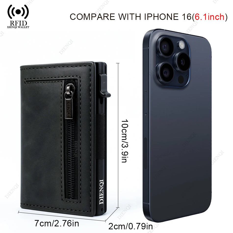 Slim RFID-Blocking Card Holder Wallet – Compact Black Wallet for Cards and Cash