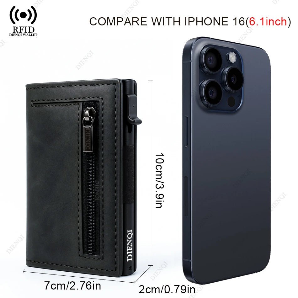 Slim RFID-Blocking Card Holder Wallet – Compact Black Wallet for Cards and Cash - Goodify Mart