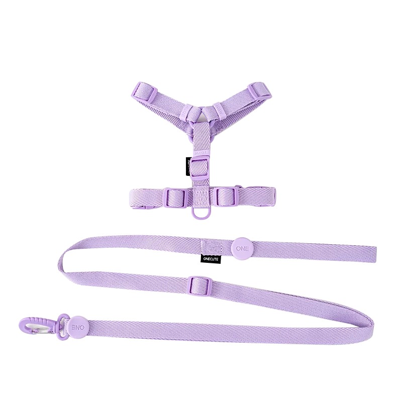 Macaron Color Dog Harness, Collar & Leash Set – Reflective Adjustable Vest for Puppies & Small Dogs