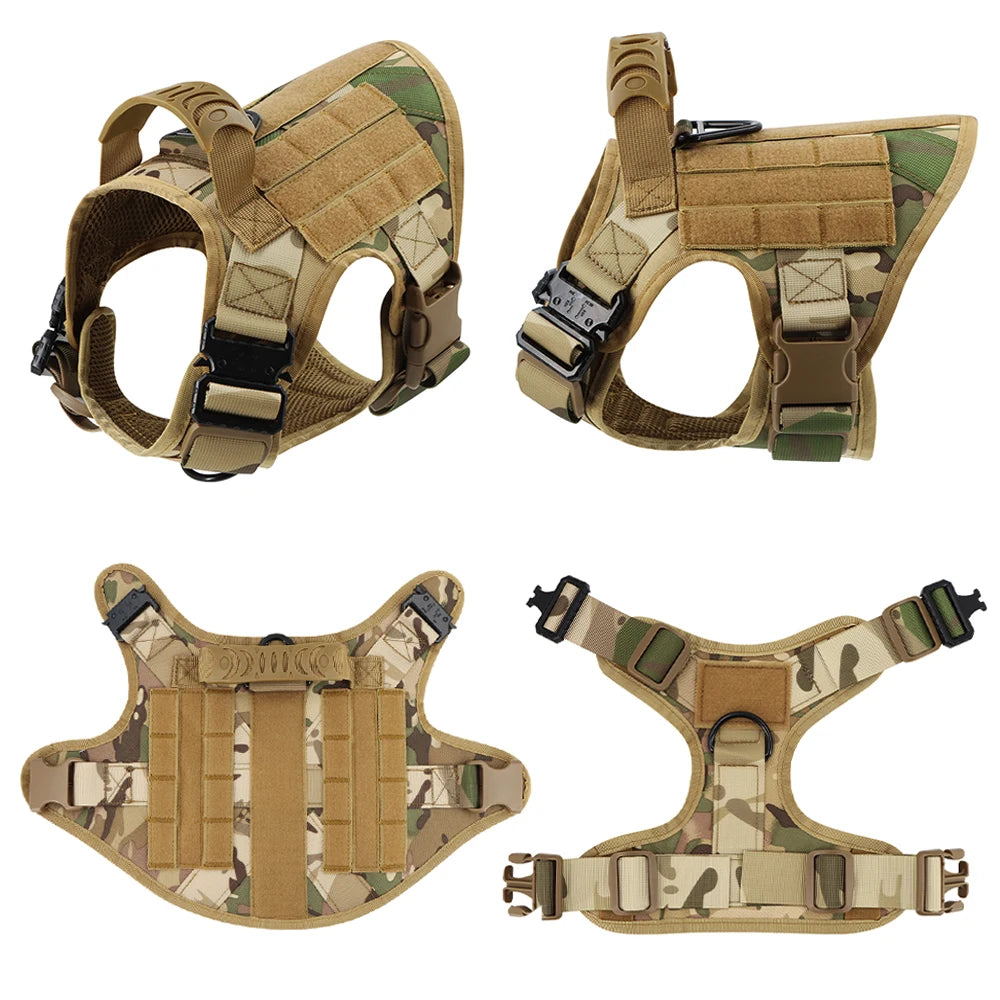 PETRAVEL Tactical Dog Harness Set – Military K9 Vest with Collar & Leash for Medium & Large Dogs