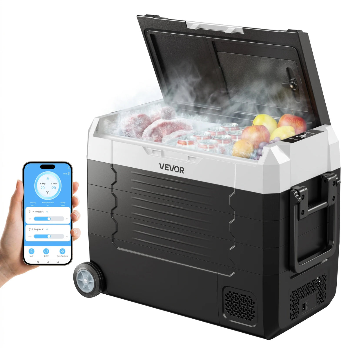 SucceBuy 20L–55L Portable Car Refrigerator Freezer – 12/24V Compressor Cooler With App Control