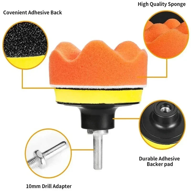 Car Polishing Sponge Pad Kit – Reusable Foam Buffer Pads for Waxing & Detailing