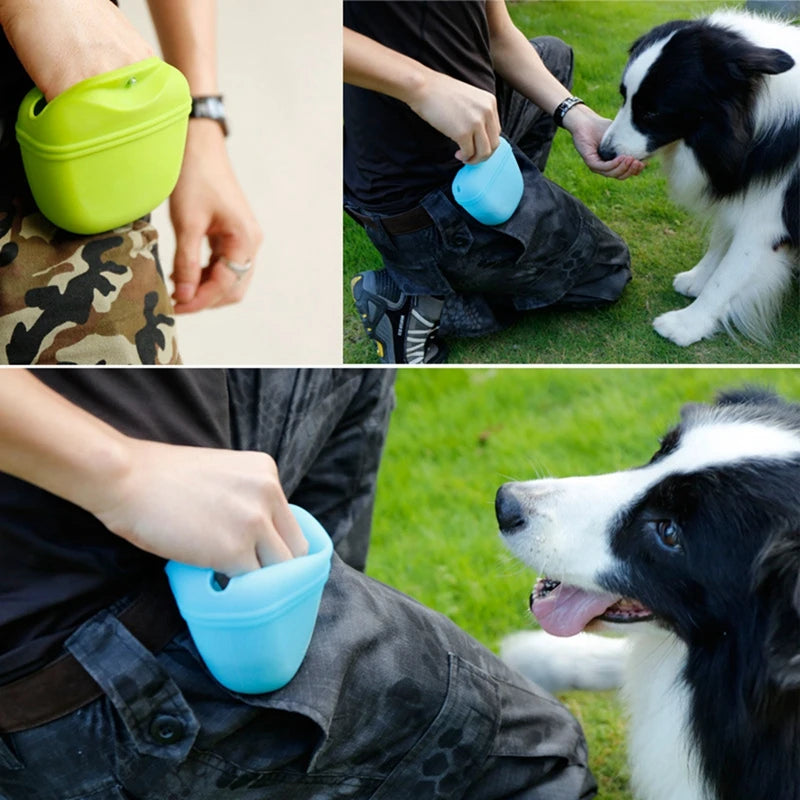 Portable Dog Training Treat Pouch – Silicone Waist Bag for Obedience, Agility & Outdoor Walking