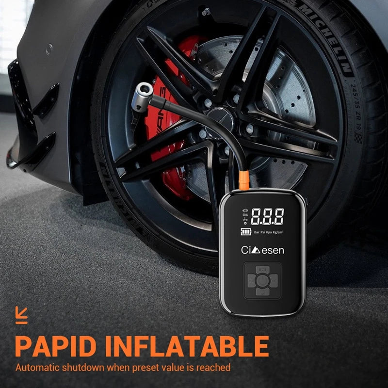HELLOLEIBOO Portable Cordless Tire Inflator – 150 PSI Rechargeable Air Compressor for Car, Motorcycle & Bike