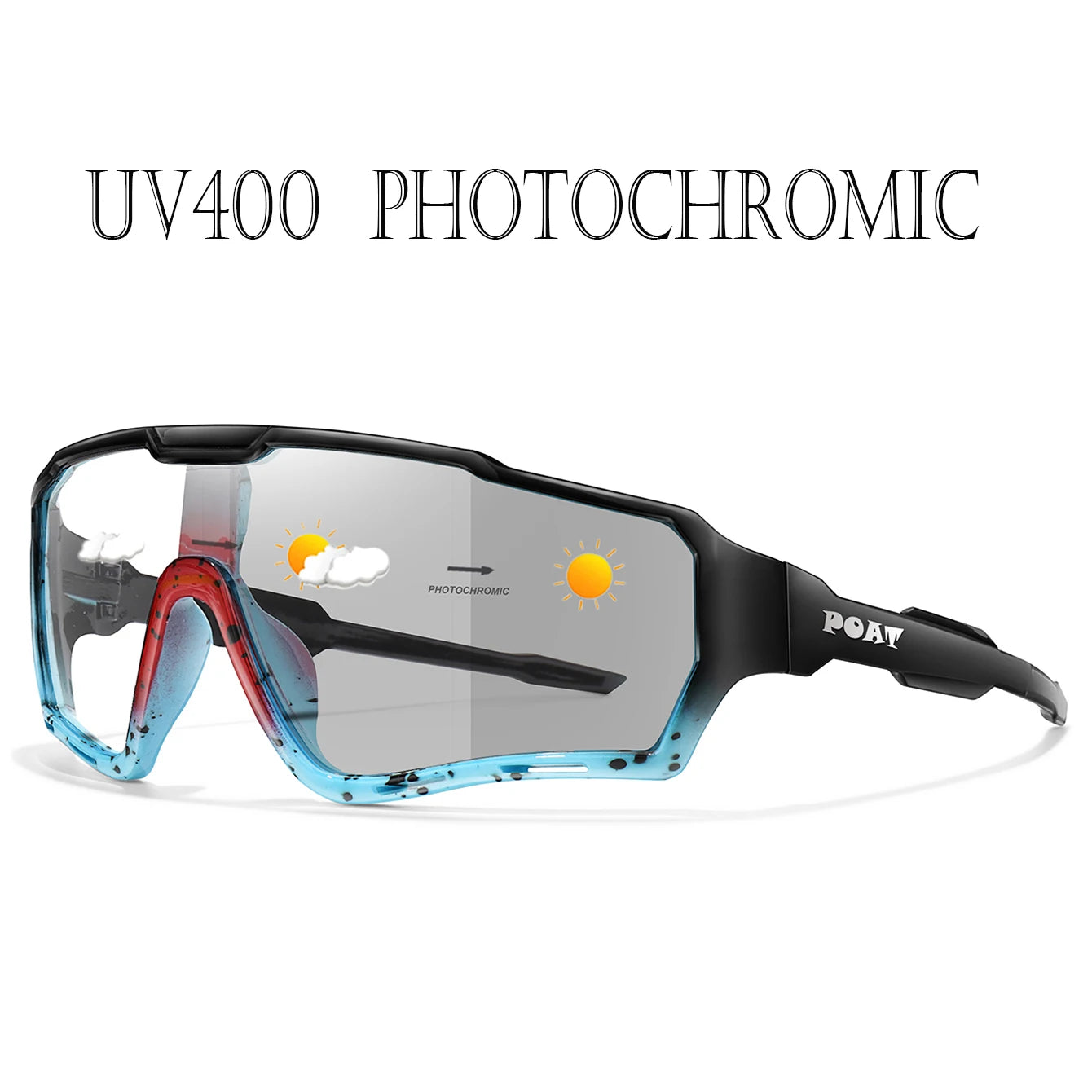 POAT Photochromic Cycling Sunglasses – UV400 MTB Bike Sports Glasses for Men & Women