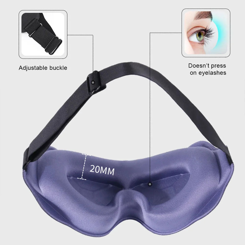 3D Contoured Blackout Sleep Mask – Soft Padded Eye Mask With Adjustable Strap