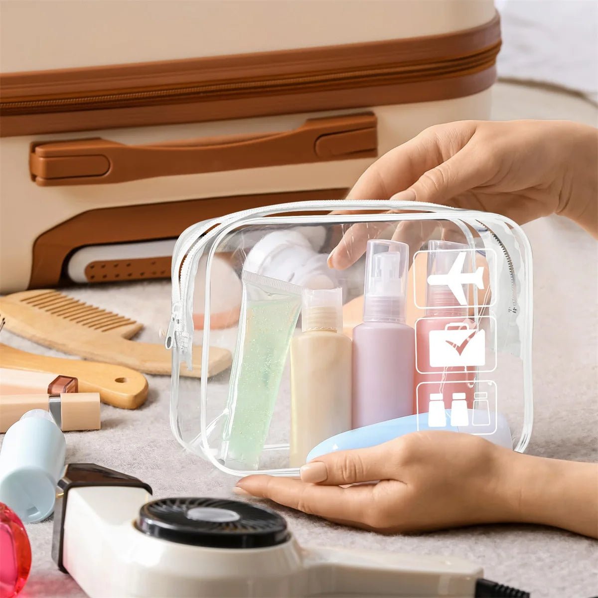 Clear TSA Approved Toiletry Bag – Quart Size Waterproof PVC Travel Carry-On Cosmetic Organizer - Goodify Mart