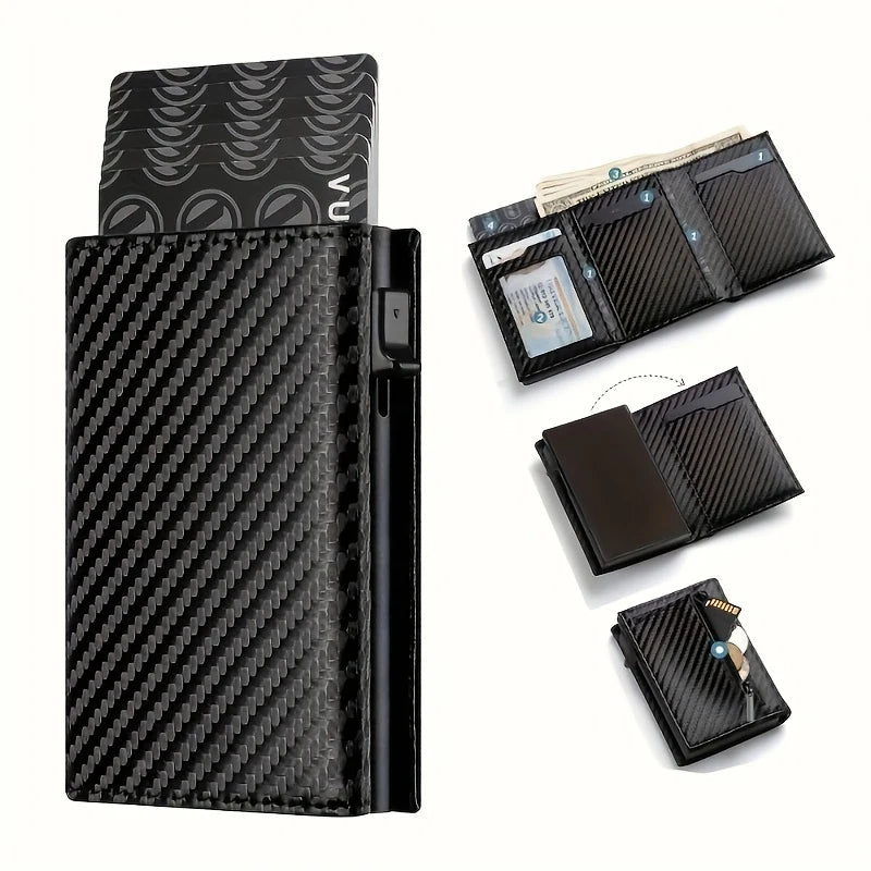 Pop-Up Card Holder Wallet With Zipper Coin Pocket – Slim RFID-Blocking Wallet