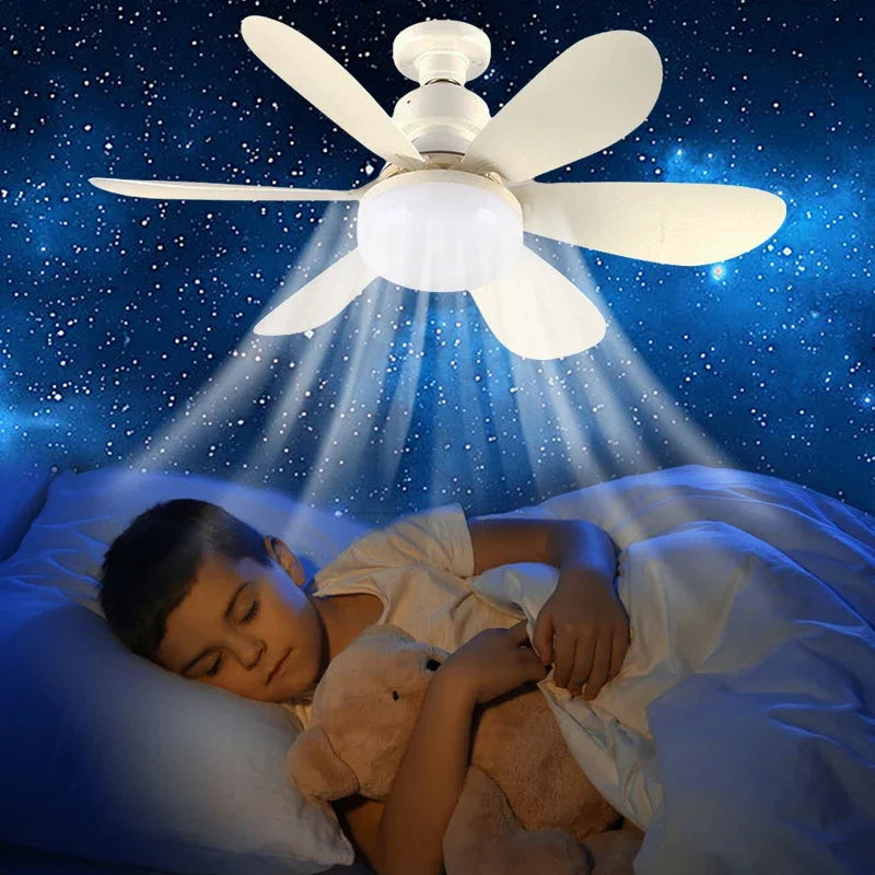 E27 Socket Ceiling Fan With Dimmable LED Light & Remote Control