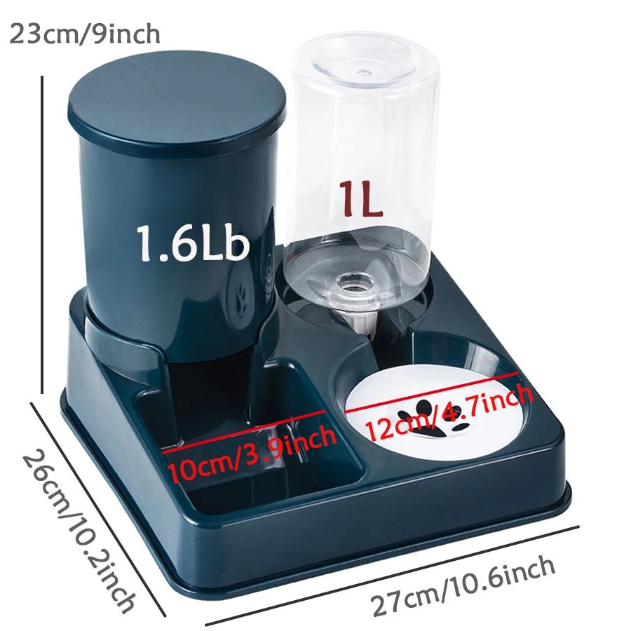 2-in-1 Automatic Cat & Dog Feeder with Water Dispenser – Tilted Gravity Pet Food & Water Bowl Set - Goodify Mart