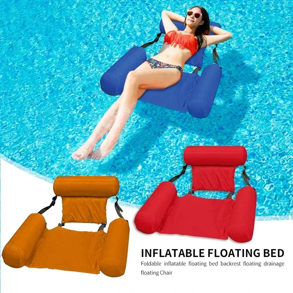 Foldable Floating Water Hammock – Inflatable Pool Lounger Mat for Swimming & Beach