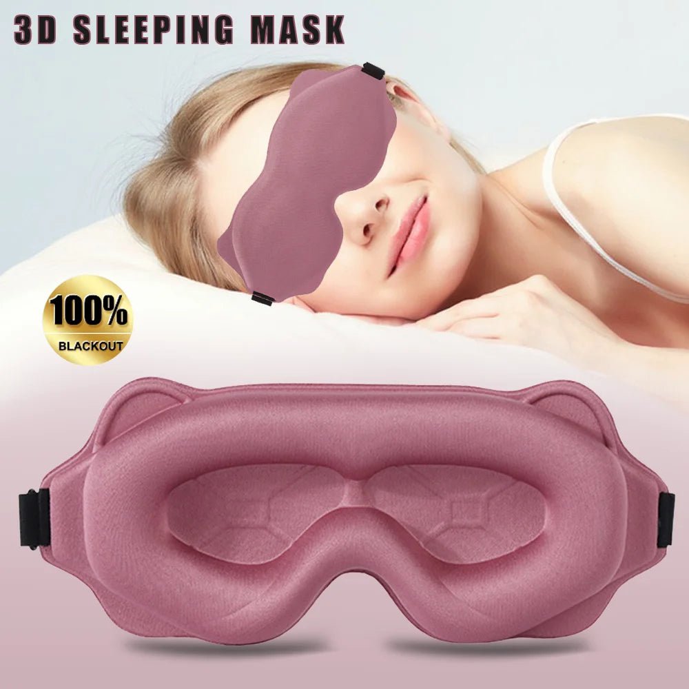 3D Contoured Blackout Sleep Mask – Soft Padded Eye Mask With Adjustable Strap - Goodify Mart