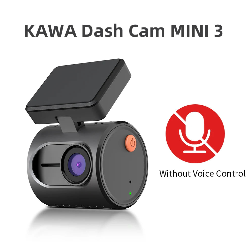 KAWA MINI 3 2K Dash Cam – Wi-Fi App, Night Vision, Voice Control & Parking Monitor
