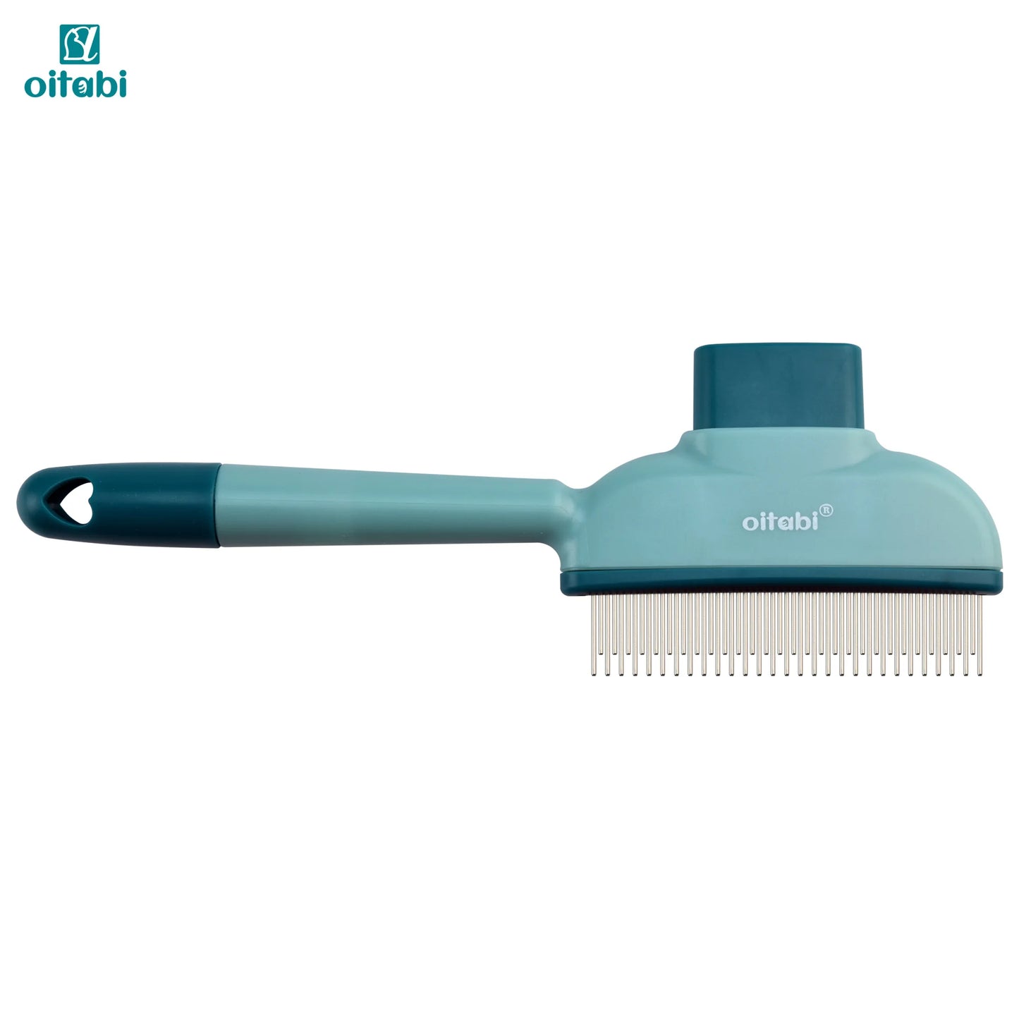 Pet Flea Comb for Dogs & Cats – Stainless Steel 57 Teeth Deshedding Grooming Brush with Self-Cleaning Button
