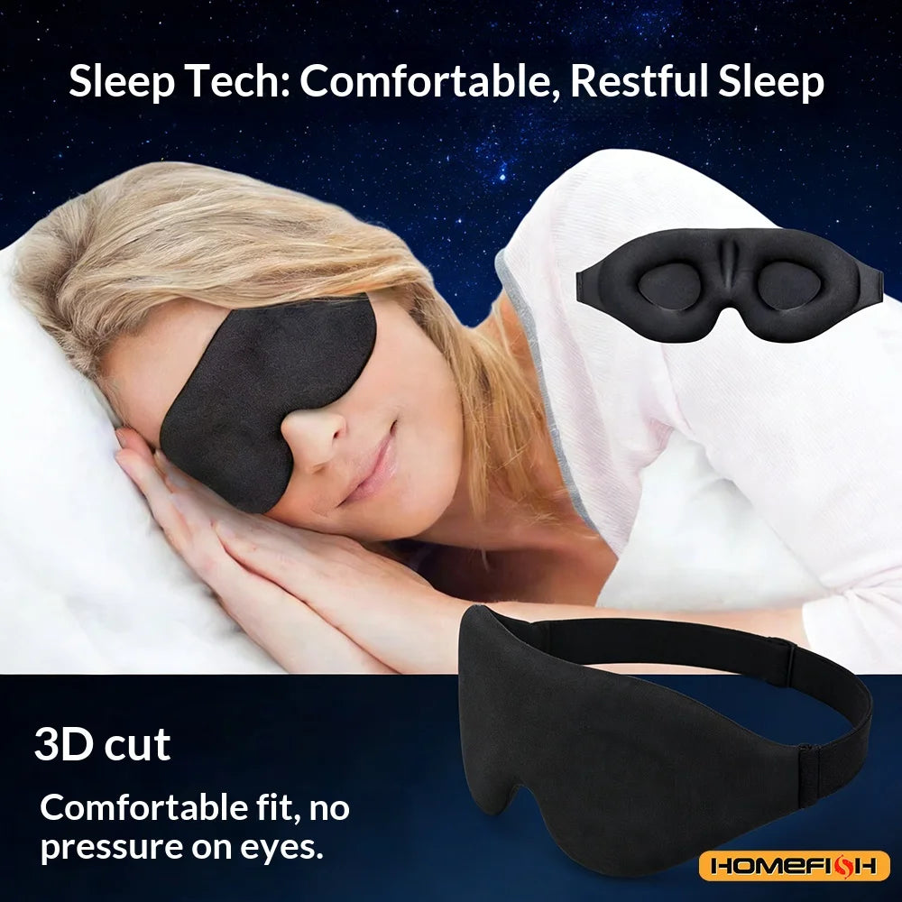 Breathable 3D Light-Blocking Sleep Mask – Adjustable Contoured Eye Mask for Travel and Rest
