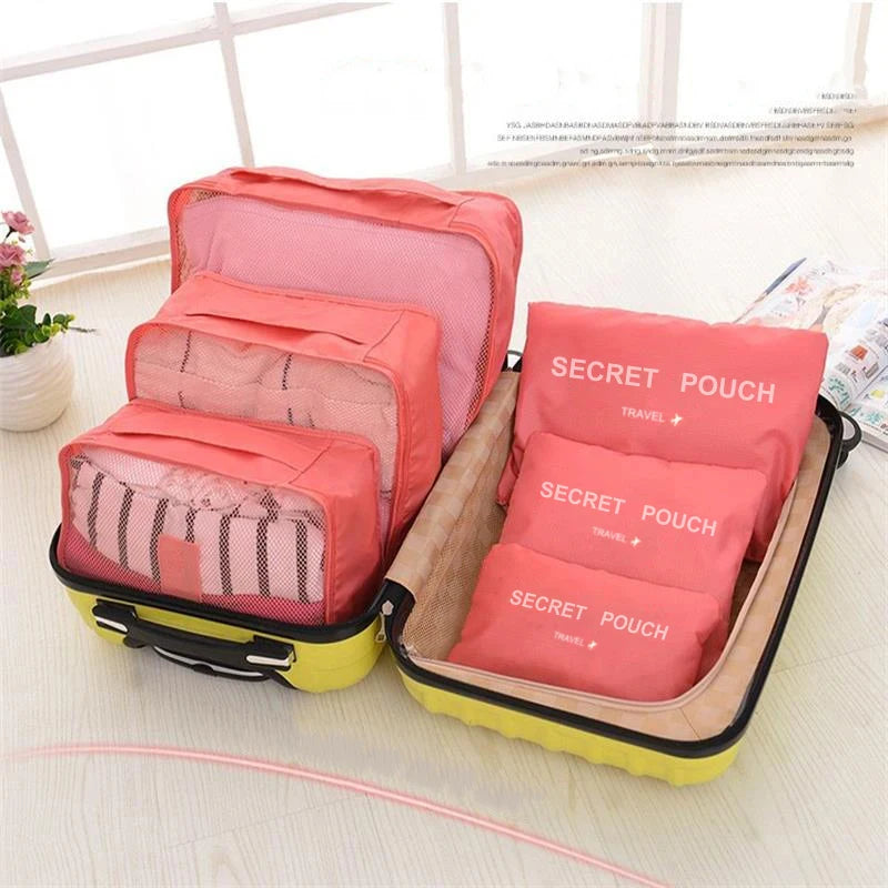 6-Piece Travel Packing Cubes Set – Durable Oxford Fabric Organizer Bags for Clothes, Underwear & Suitcase Storage