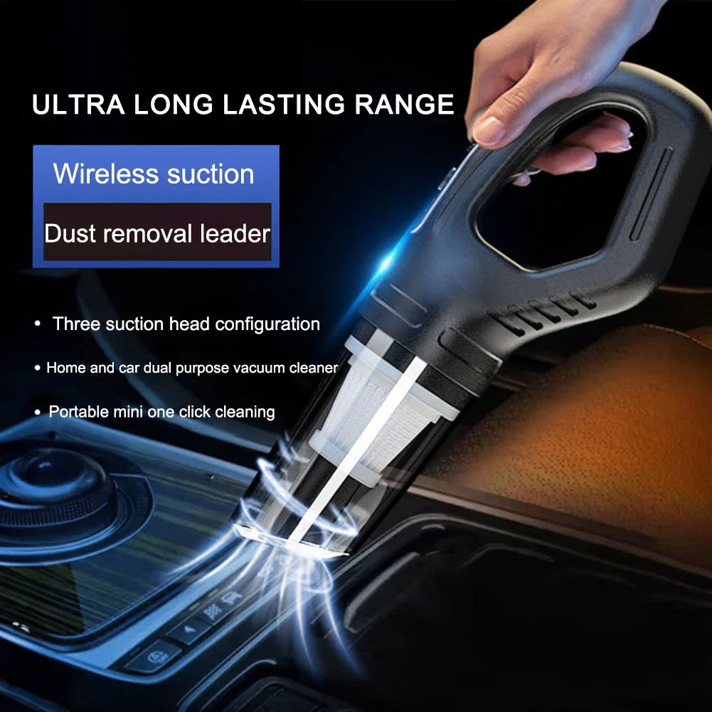 120W Cordless Handheld Car Vacuum – USB Rechargeable Cleaner With Washable Filter
