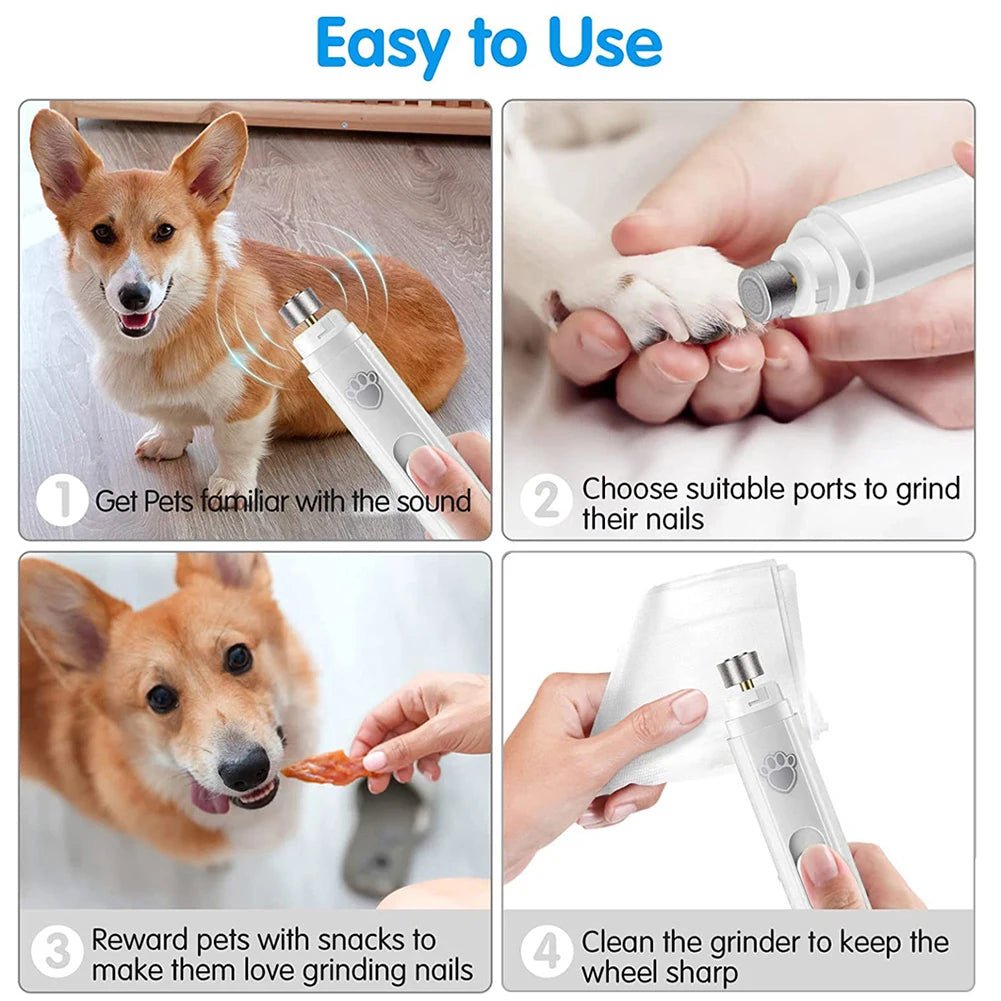 Shunmaii Electric Dog Nail Grinder – USB Rechargeable Pet Nail Trimmer with LED Light & 2 Speed Settings - Goodify Mart