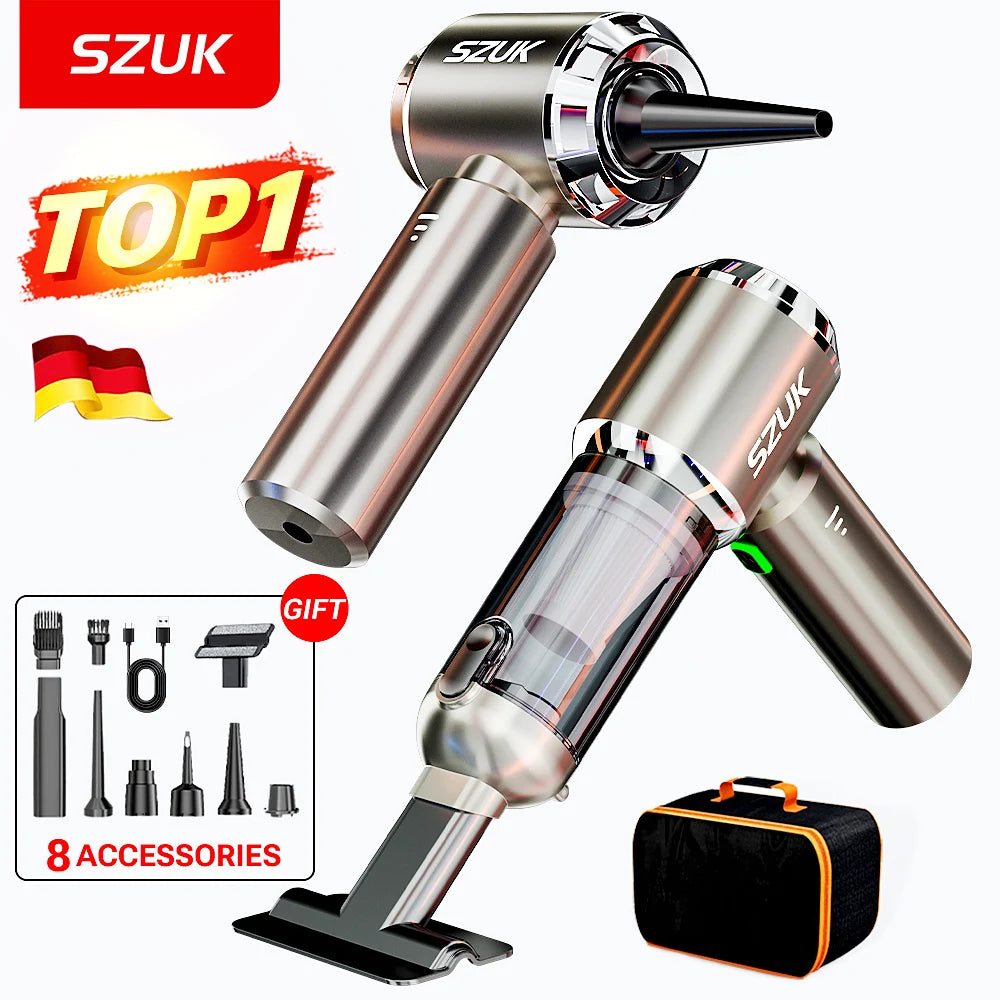 SZUK 4-In-1 Cordless Car Vacuum And Air Blower – 15kPa, 3 Speeds, USB-C