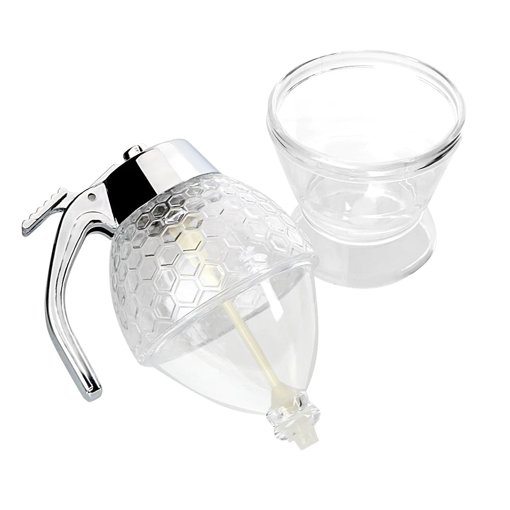 Acrylic Honey Dispenser Jar with Stand – No Drip Syrup & Juice Squeeze Bottle