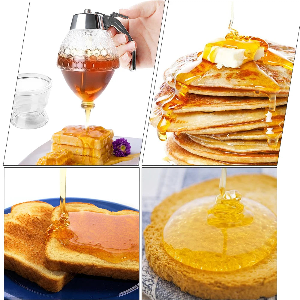 Acrylic Honey Dispenser Jar with Stand – No Drip Syrup & Juice Squeeze Bottle