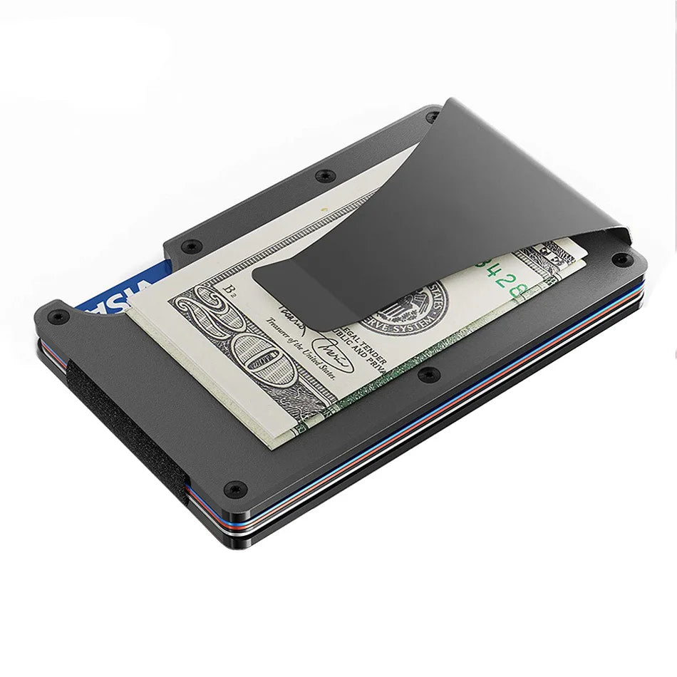 RFID-Blocking Aluminum Card Holder Wallet With Money Clip – Slim Metal Credit Card Case