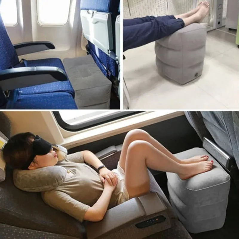 Inflatable Travel Footrest Pillow – Portable Leg Rest for Airplanes, Cars and Buses