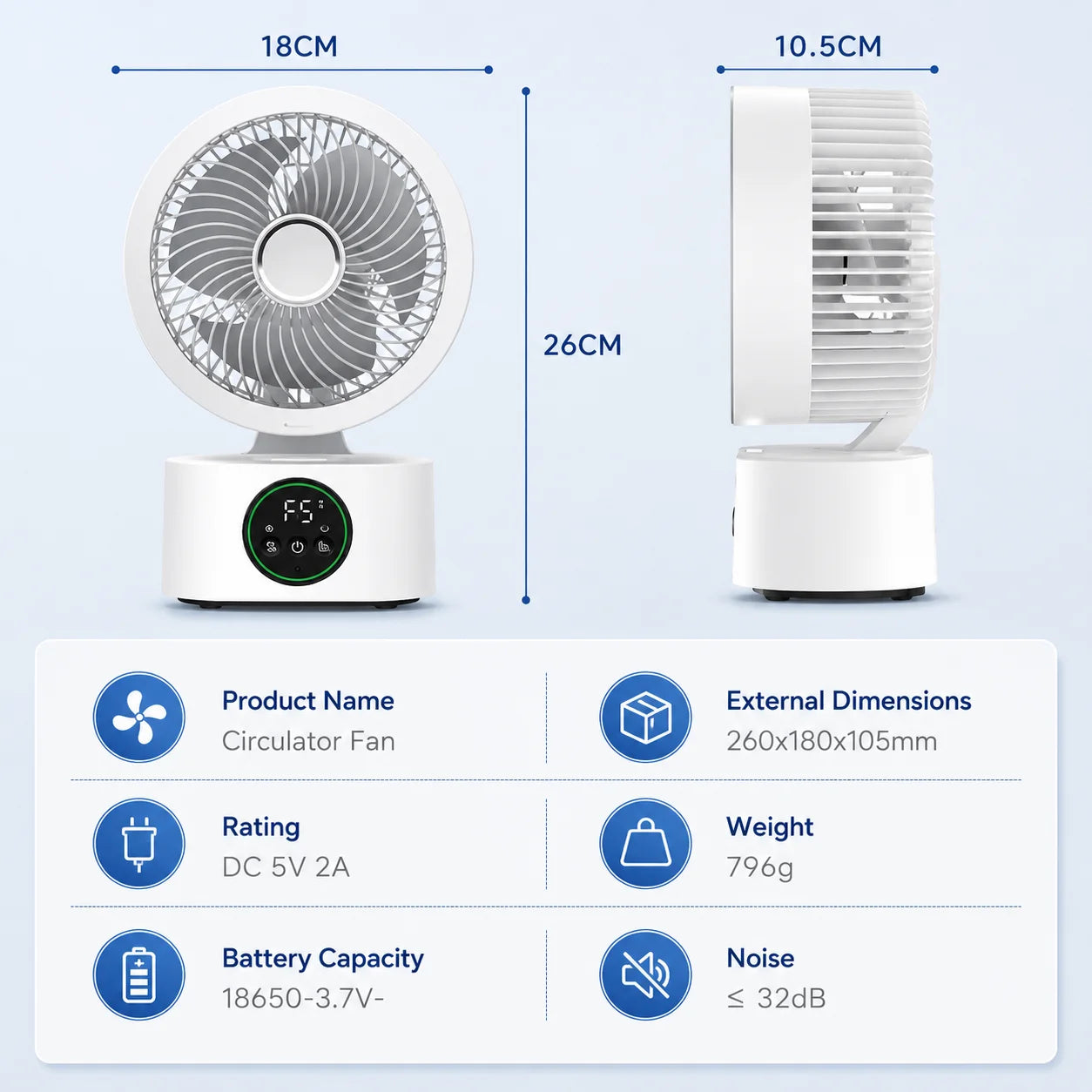Portable Rechargeable Wall-Mounted Folding Fan With Remote Control & Night Light