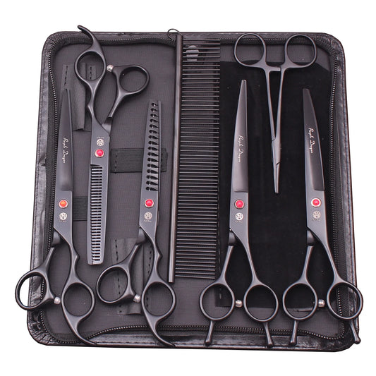 Purple Dragon Professional Dog Grooming Scissors Kit – 6.5” & 7” Japan 440C Stainless Steel Shears Set (Z3002)