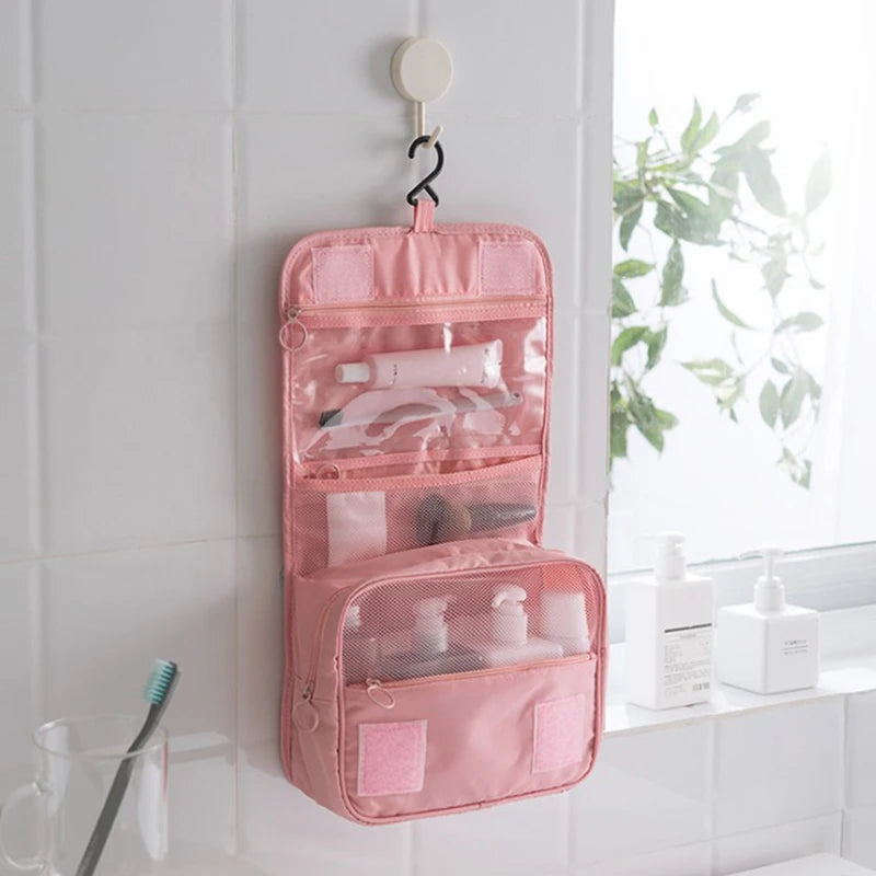 Multi-Functional Travel Toiletry & Makeup Bag – Double-Layer Waterproof Organizer with Hanging Hook