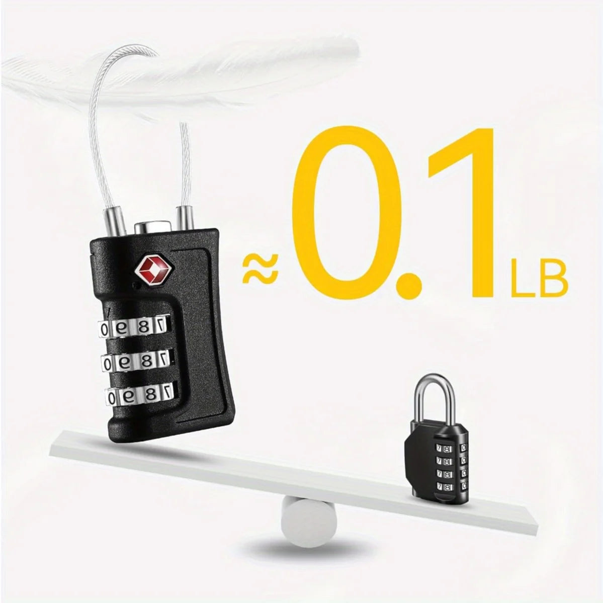 4-Pack 3-Digit Combination Luggage Locks – Resettable Black Travel Padlocks