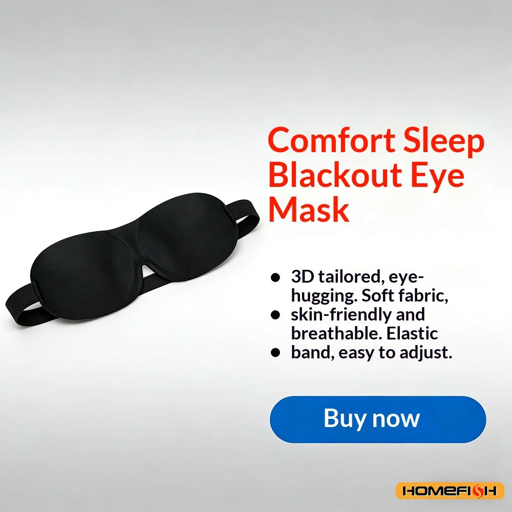 Breathable 3D Light-Blocking Sleep Mask – Adjustable Contoured Eye Mask for Travel and Rest