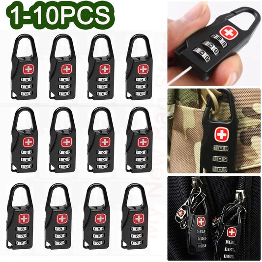 Mini 3-Digit Combination Padlock – Alloy Travel Lock for Luggage and Backpacks, 1–8 Pieces