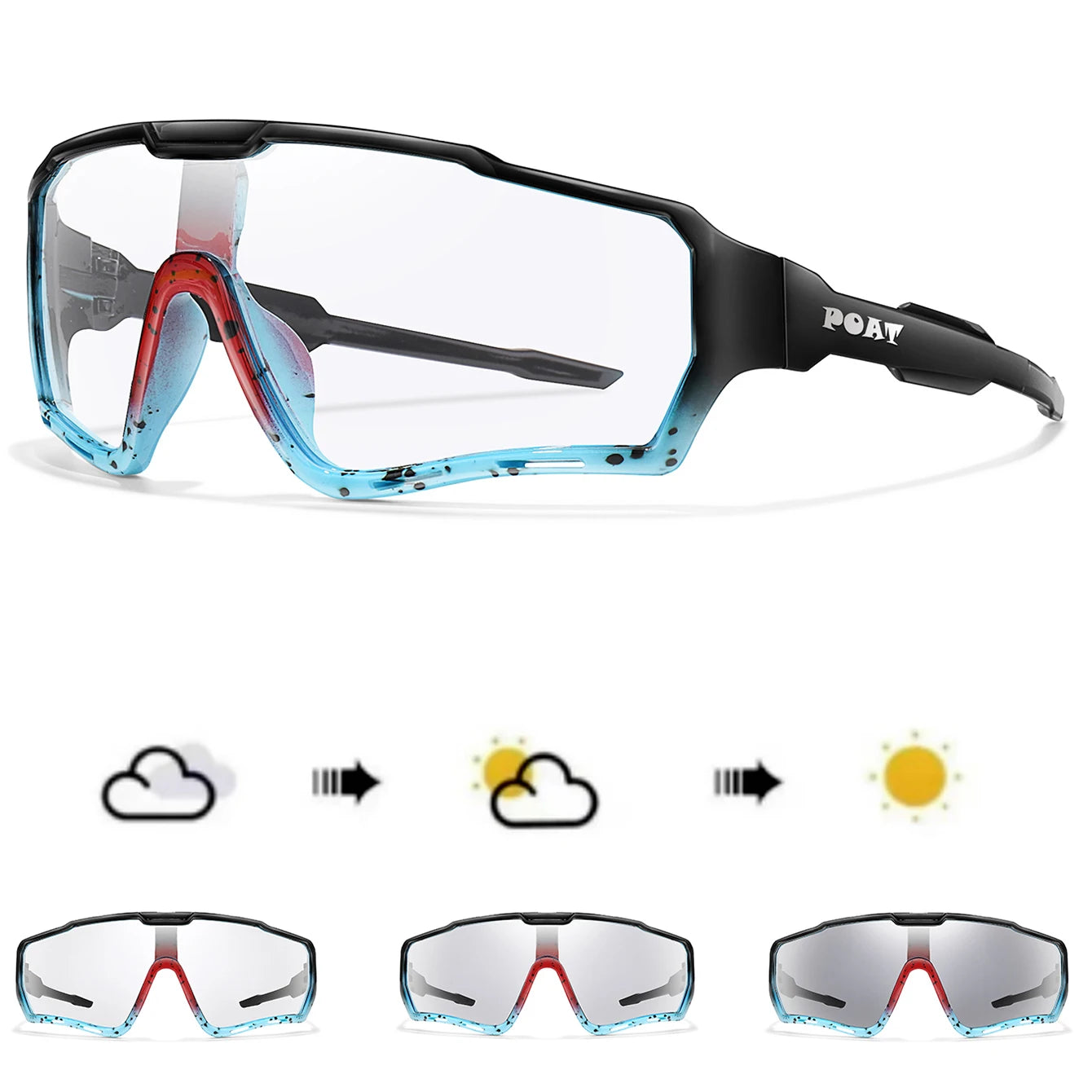 POAT Photochromic Cycling Sunglasses – UV400 MTB Bike Sports Glasses for Men & Women