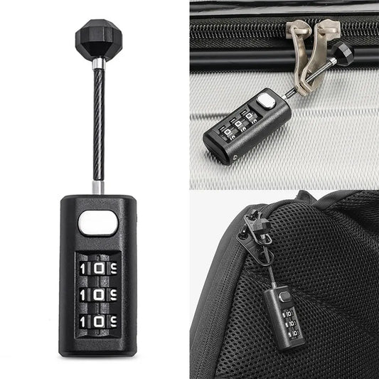 3-Digit Resettable Cable Lock – Mini Combination Padlock for Backpack Zippers and Luggage