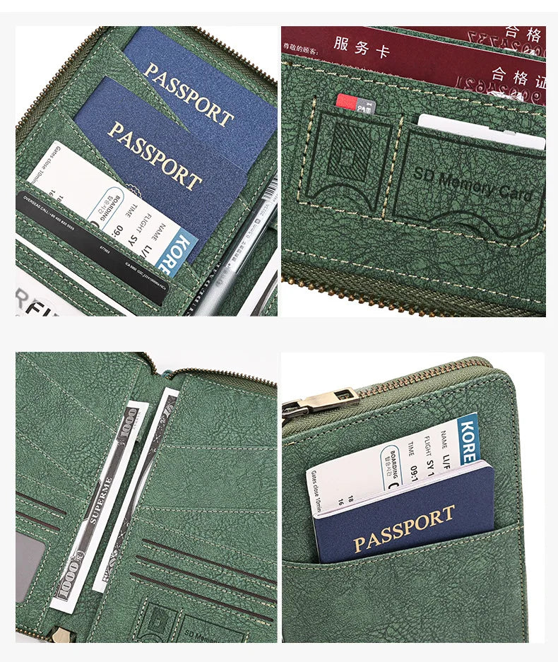 RFID-Blocking Multi-Passport Travel Wallet – Family Document, Ticket & Card Organizer