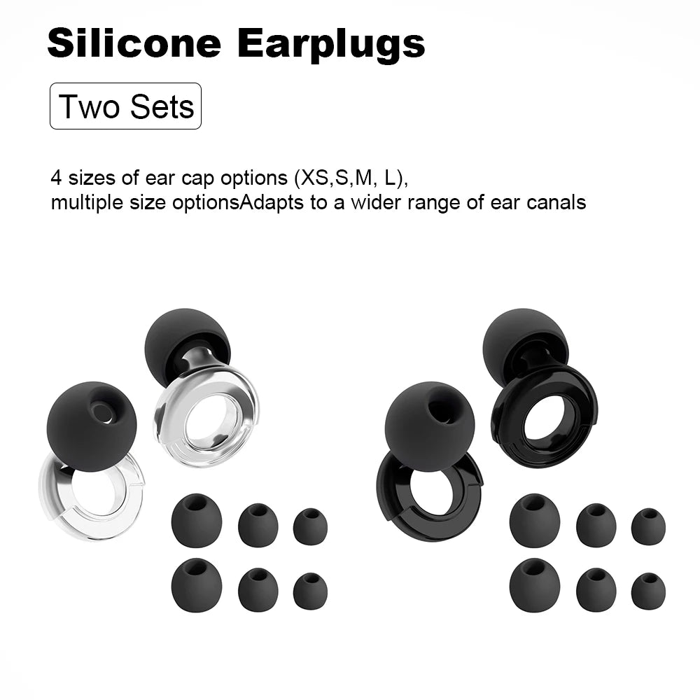 Reusable Silicone Noise-Reducing Earplugs – 4 Sizes for Sleep, Swimming and Travel