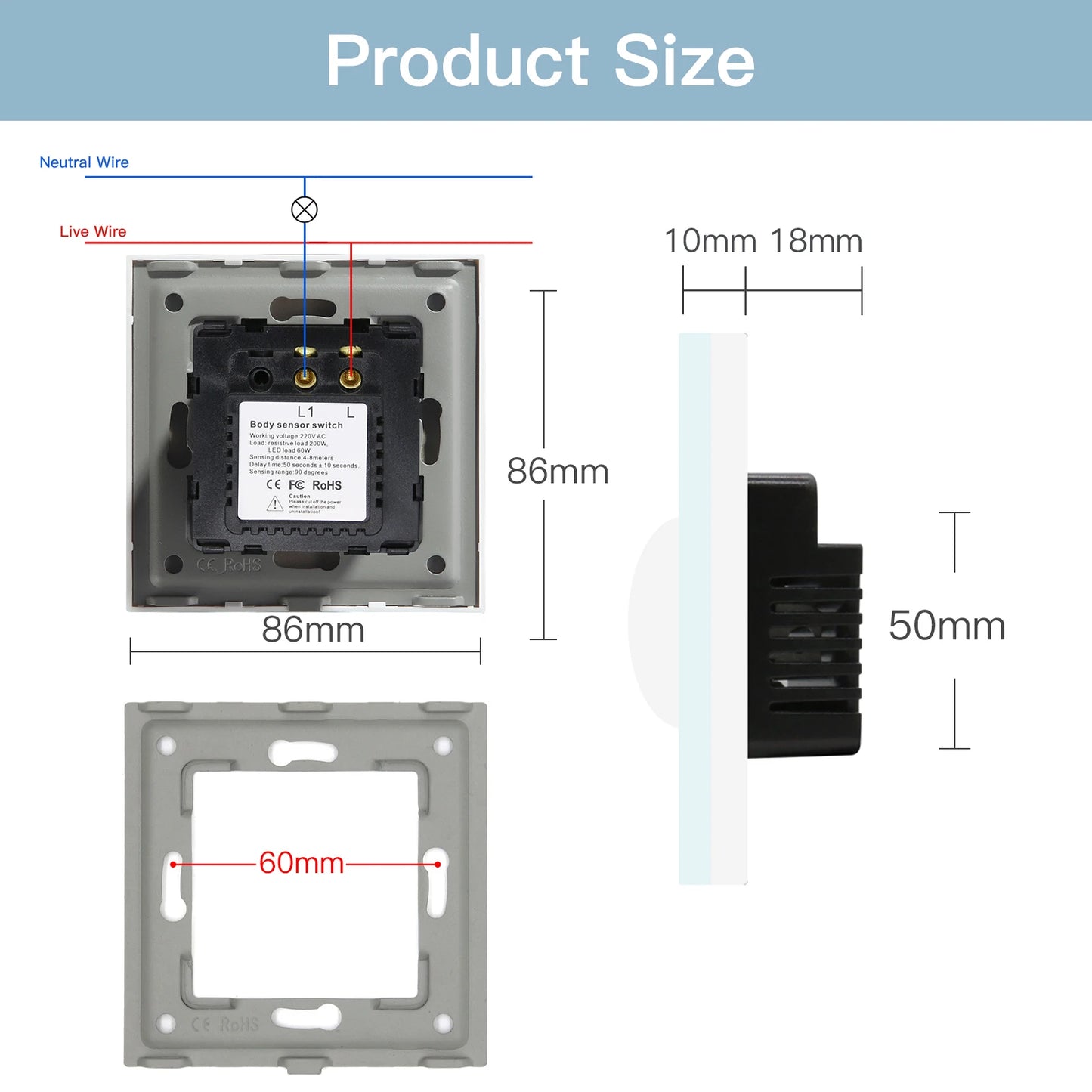 BSEED PIR Motion Sensor Wall Switch – EU Standard