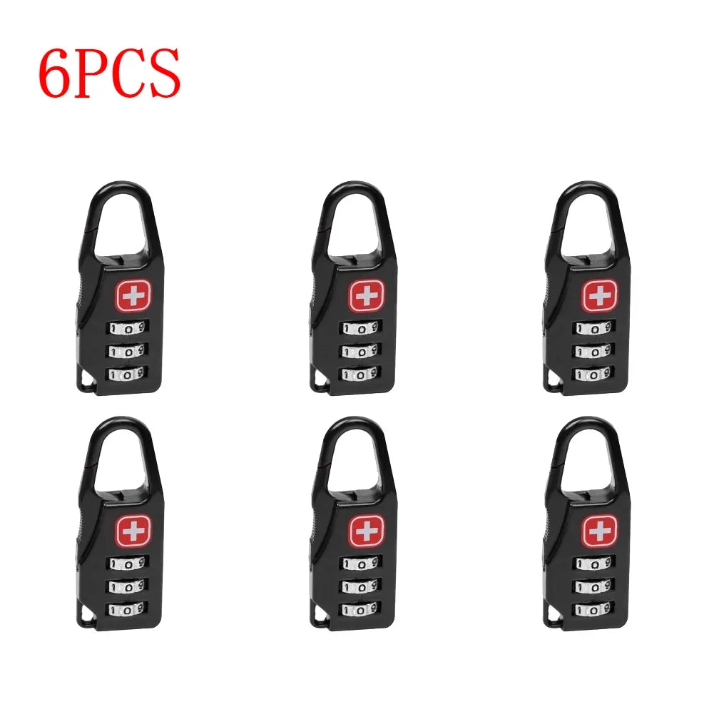 Mini 3-Digit Combination Padlock – Alloy Travel Lock for Luggage and Backpacks, 1–8 Pieces